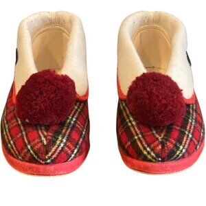 AINO Finnish Slippers House Shoes Sz 37 Red Tartan Plaid #135K